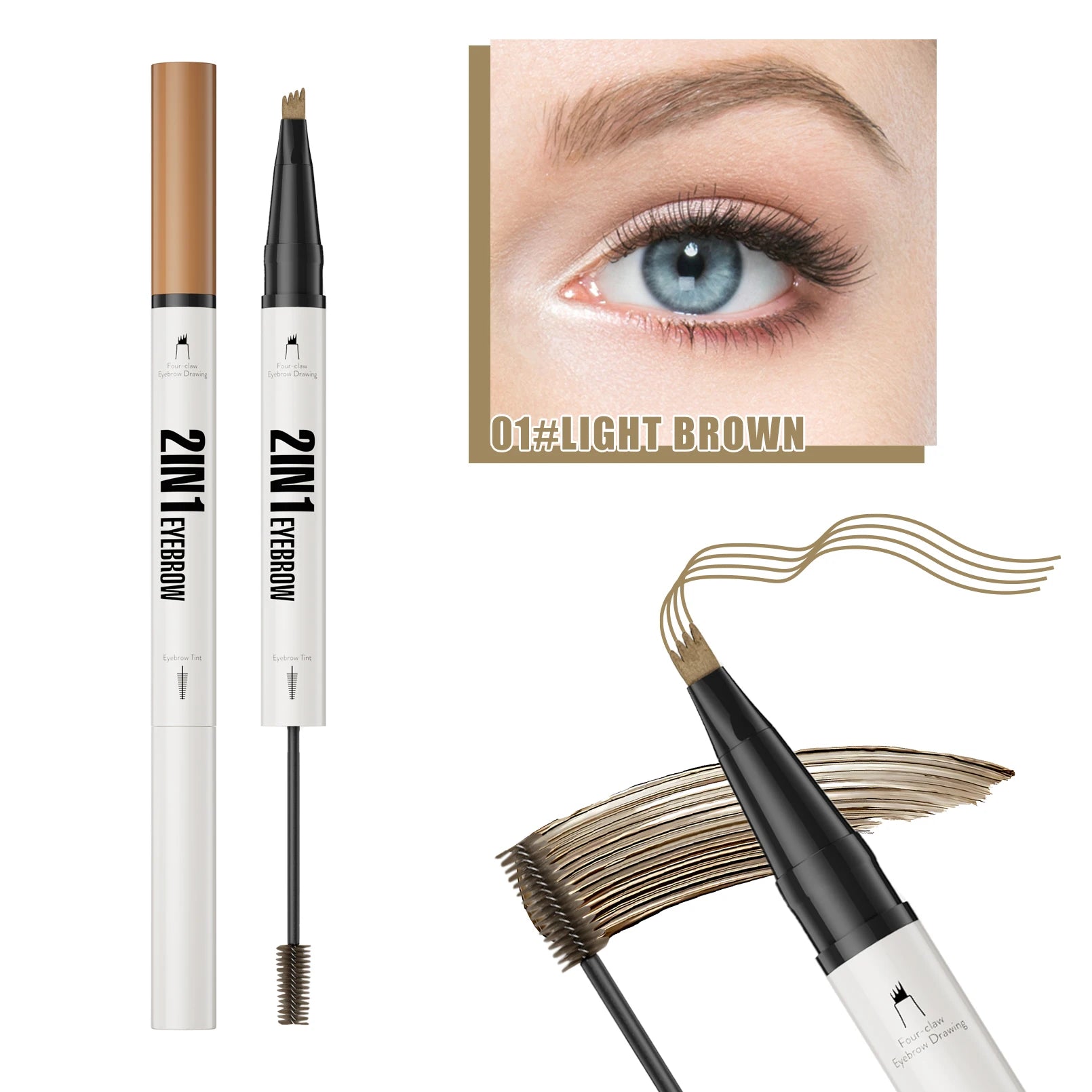 4D Microblading Eyebrow Pen 4 Forks Tip Eyebrow Tattoo Pencil Long Lasting Fine Sketch Liquid Eye Brow Make Up Qme 9712-1