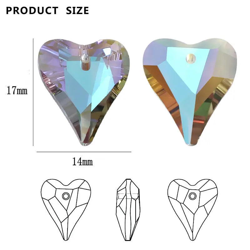 12Pcs Crystal 6240 Wild Heart Pendant Glass Austria Loose Beads Charms Rhinestones for DIY Earring Necklace Jewelry Accessories Qme