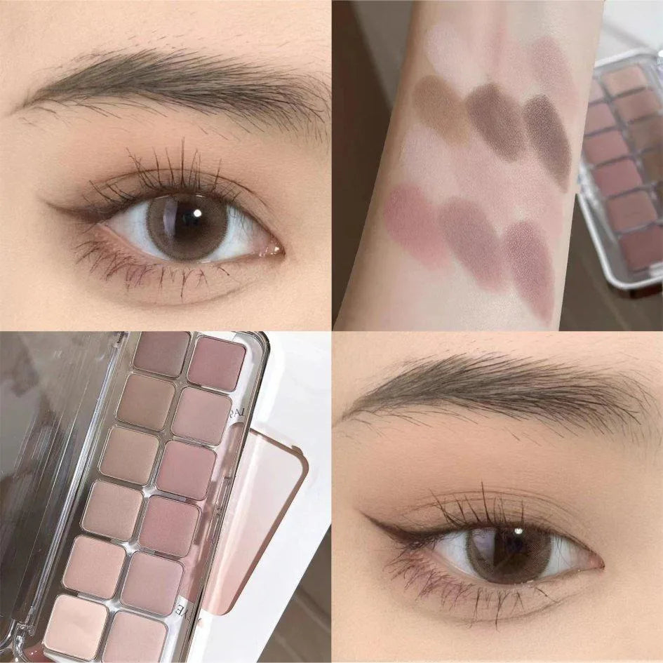 12-Color Low-saturation Eyeshadow Palette Matte Apricot Everyday Qme