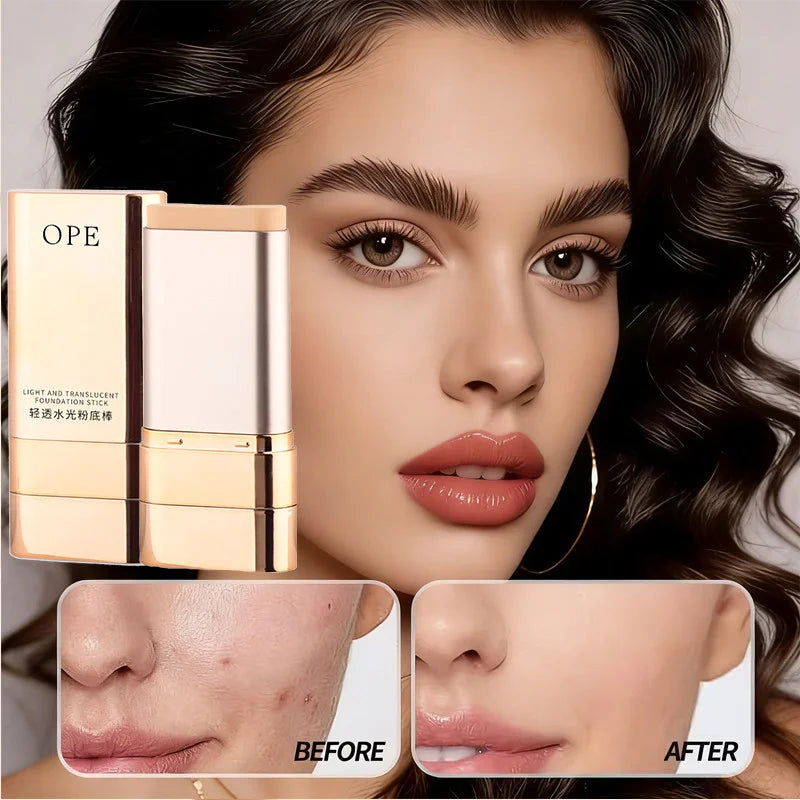 2-in-1 Foundation Stick Built-in Brush Dewy Hydrating Long-lasting Qme