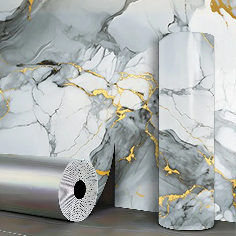40cm Decorative Waterproof Moisture Proof Anti Fouling Self Adhesive Wallpaper for Bathroom Kitchen Living Room Background Wall Qme