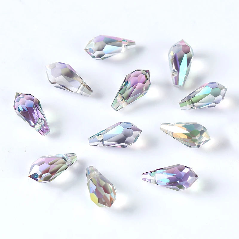 Wholesale Drop Crystal Ab Beads Gemstone Waterdrop Faceted Glass Loose Beads for Jewelry Making, Earrings, Necklace ,Bracelets Qme 3 5.5x11mm 84pcs