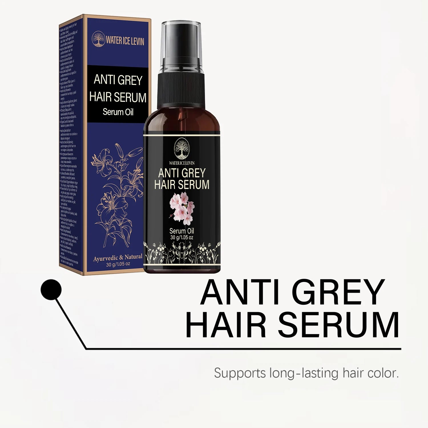 Water Ice Levin Natural Herbal Hair Care Serum Oil 30g Caffeine Collagen HA Nourish Scalp Smooth Dry Hair Root Care Essence Qme