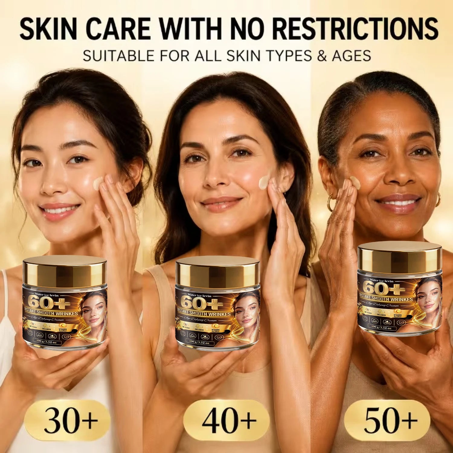 Water Ice Levin 100g Anti-Aging Face Cream Bee Venom Collagen Moisturize Firm Daily Nourishing Skin Care Qme