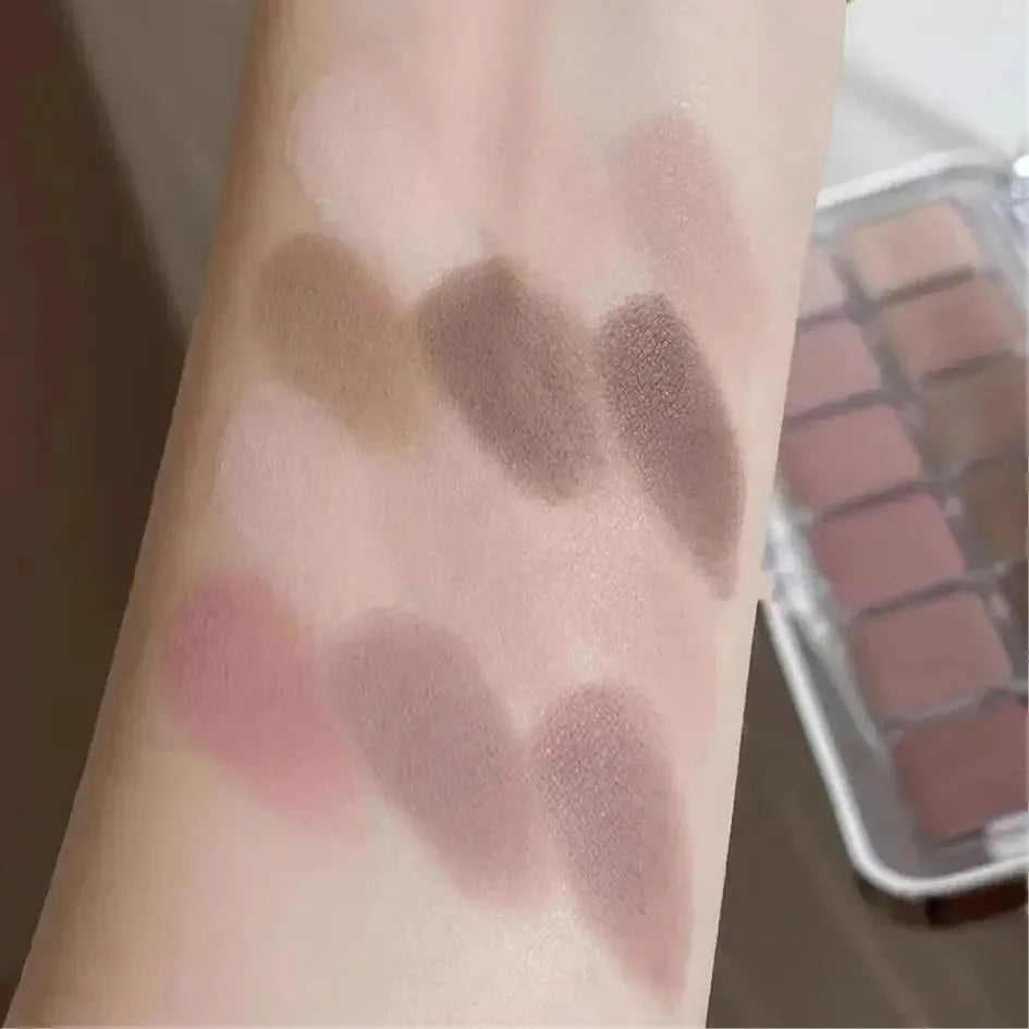 12-Color Low-saturation Eyeshadow Palette Matte Apricot Everyday Qme