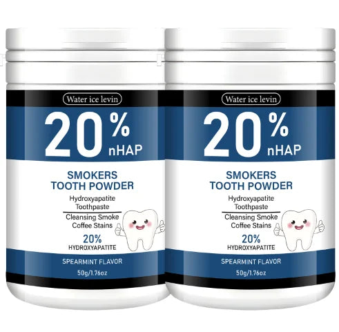20% Hydroxyapatite Tooth Powder for Smokers, Remove Coffee & Smoke Stains, Gum Care & Fresh Breath Spearmint. Qme Blue Option 1