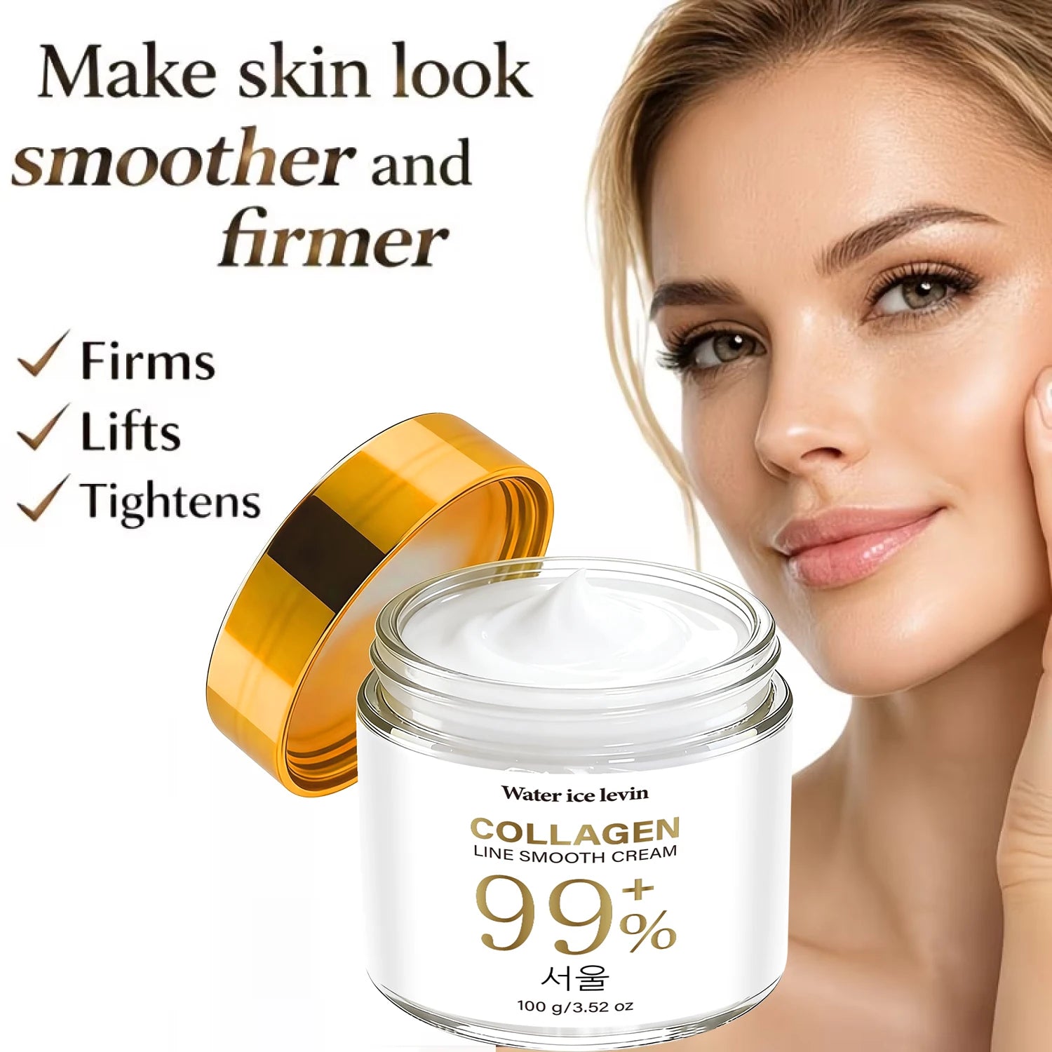 Water Ice Levin 100g Collagen Firming Cream Hydrating Smooth Lines Anti-Aging Facial Skin Care Qme