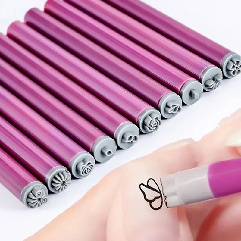 6 Professional Nail Art Stamping Pen DIY Design Templates Women Tools Qme