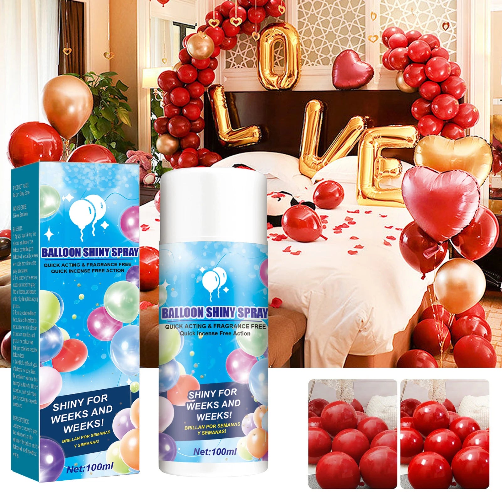 Shiny Glow Balloon Spray Balloon Brightener Fading Resistant Lasting Shine Polish Maintenance Party Enhance Balloon Precise Mist Qme