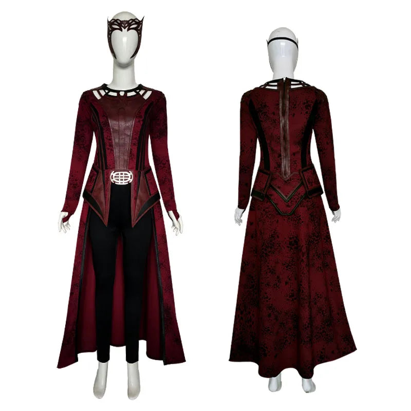 P-Jsmen Scarlet Witch Wanda Vision Cosplay Costume Scarlet Witch Maximoff Women Halloween Carnival Mask Suit Halloween Costume Qme Scarlet witch L