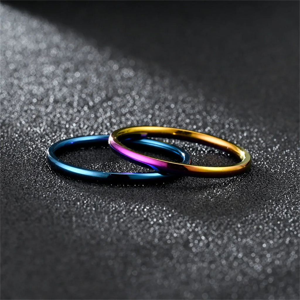 2/3/4mm Thin Stackable Ring Exquisite Stainless Steel Plain Band Knuckle Midi Ring Women Girl Size 5-13 Simple Punk Korean Decor Qme