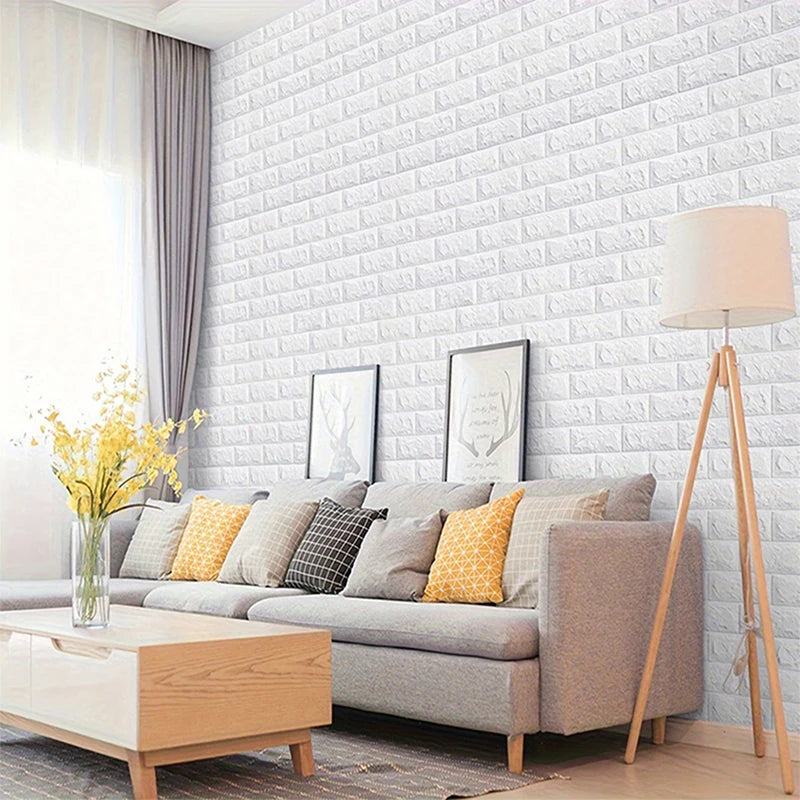 Waterproof Peel and Stick Wallpaper in Rolls Removable Faux Brick for Bathroom Kitchen Living Room DIY Decorative Background Qme