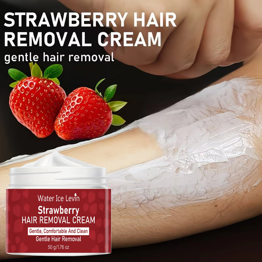 Strawberry Scent Mild Depilatory Cream Hyaluronic Acid Keratin Nourishing Gentle Comfort Whole Body Hair Removing Cream 50g Qme