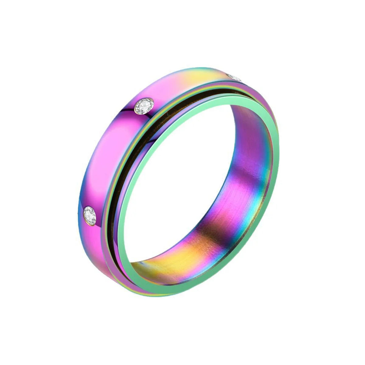 Anxiety Fidget Spinner Stainless Steel Hip Hop Rings Simple Titanium Steel Ring for Men Women High Quality Anti Stress Jewelry Qme qicai 5