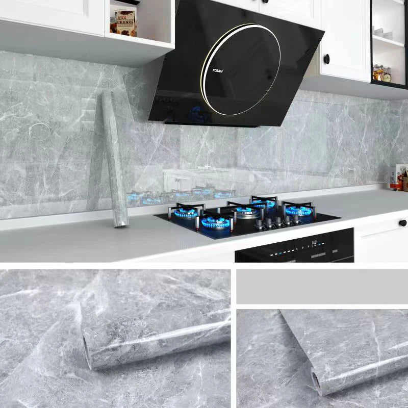 Kitchen Oil-Proof Film Stove Waterproof Moisture-Proof Wallpaper Countertop Self-Adhesiv Cabinet Renovation Tile Marble Sticker Qme YT215 60cmX1m
