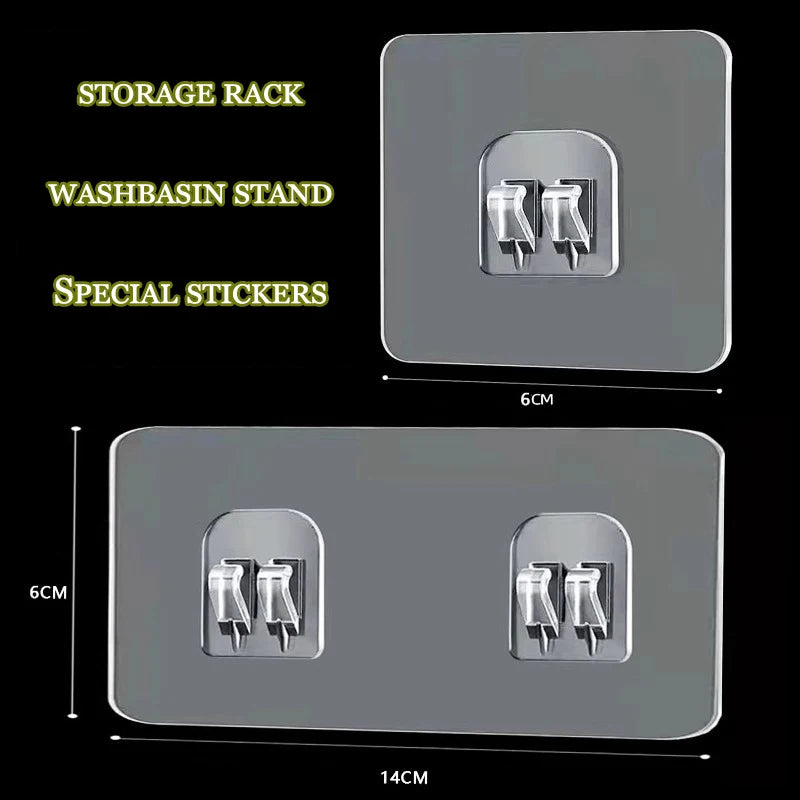 Kitchen and Bathroom Shelf Hooks Transparent and Strong Adhesive Without Perforations Kitchen and Bathroom Accessory Hooks Qme