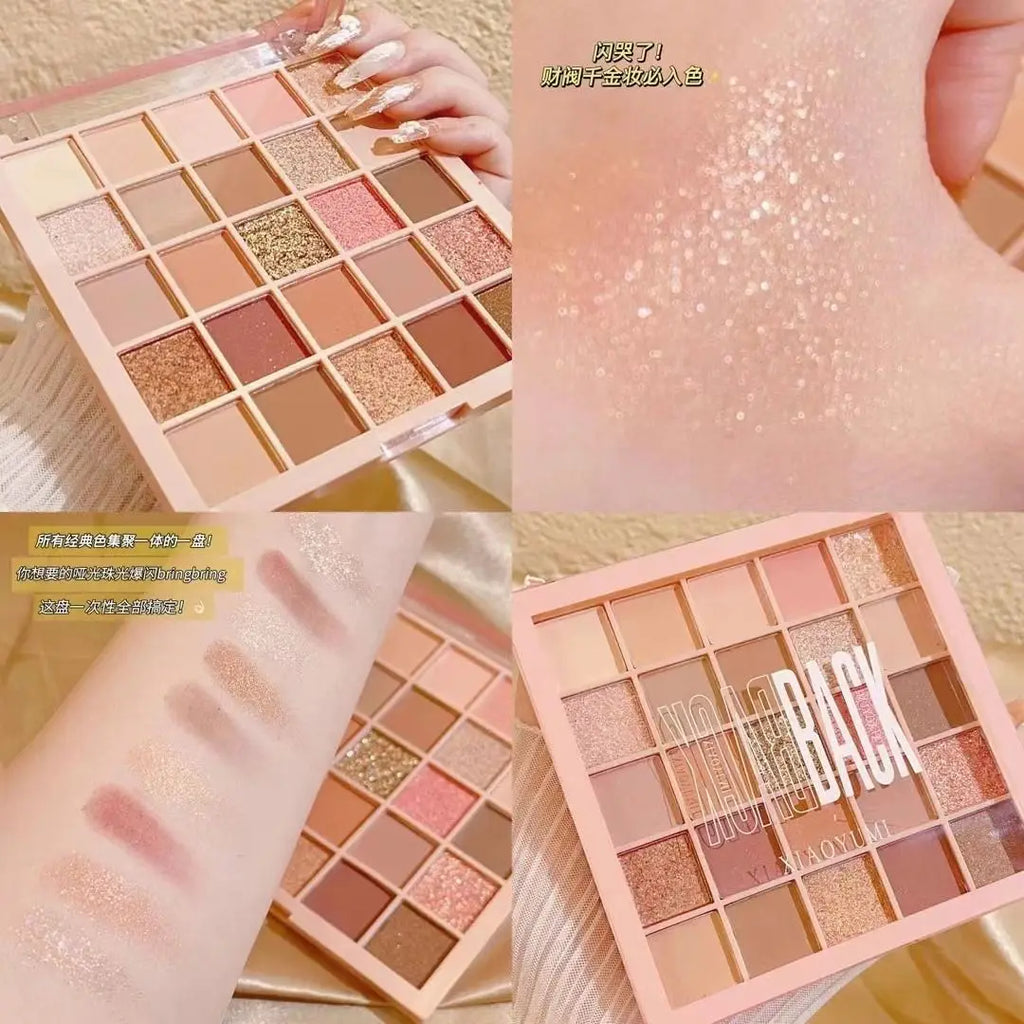 25-Color Eyeshadow Palette High-gloss Rose Brown Tone Matte Glitter Qme