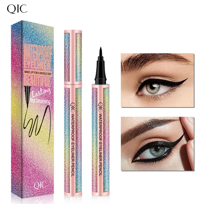 Starry Sky Black Liquid Eyeliner Pen Waterproof Quick Dry Smudge Proof Ultra Fine Tip Long Lasting For Beginners Eye Makeup Qme Q612