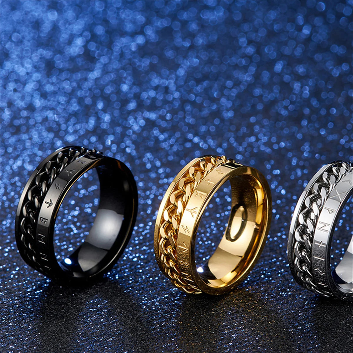 Cool Stainless Steel Rotatable Men Ring High Quality Spinner Chain Punk Women Jewelry for Party Gift Hip Hop Ins Boys Rings Qme