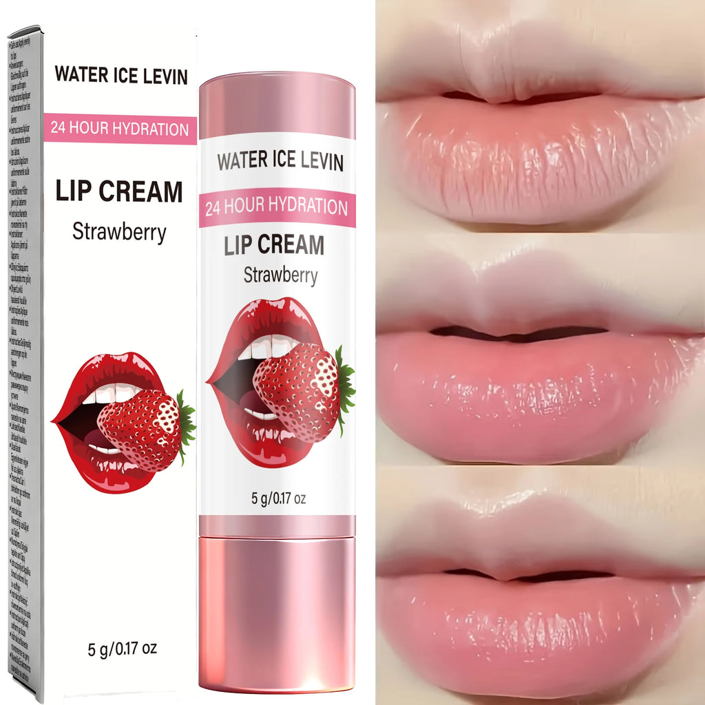 24H Hydrating Strawberry Extract Lip Cream, Moisturizing Soothe Chapped Lips Qme