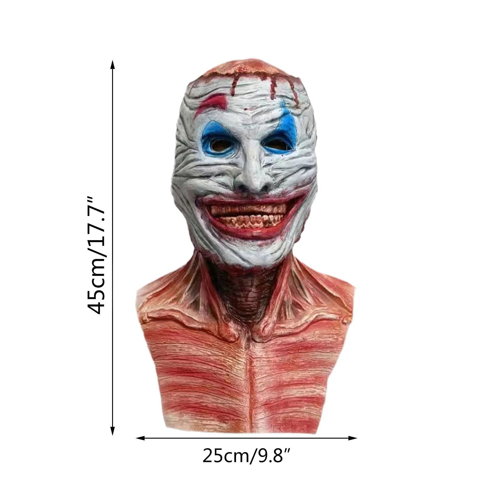 Joker Jack Clown Horror Latex Mask Double Layer Latex Skull Head Mask Movable Mouth Halloween Scary Cosplay Props Qme