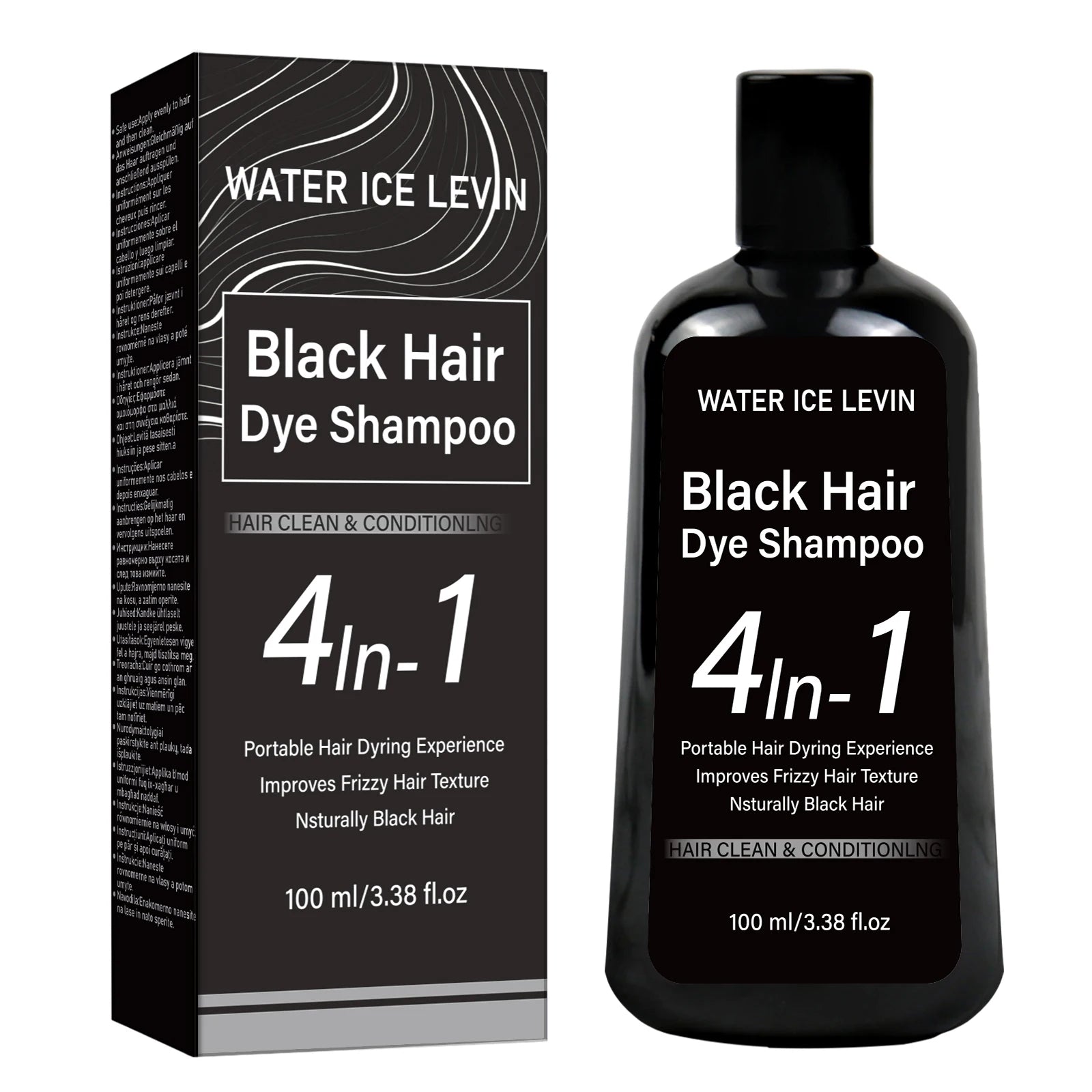 Water Ice Levin Natural Black Hair Dye Shampoo 100ml Ginger Ginseng Plant Extract Mild Coloring Smooth Dry Frizzy Hair Qme Smoothing & Straightening
