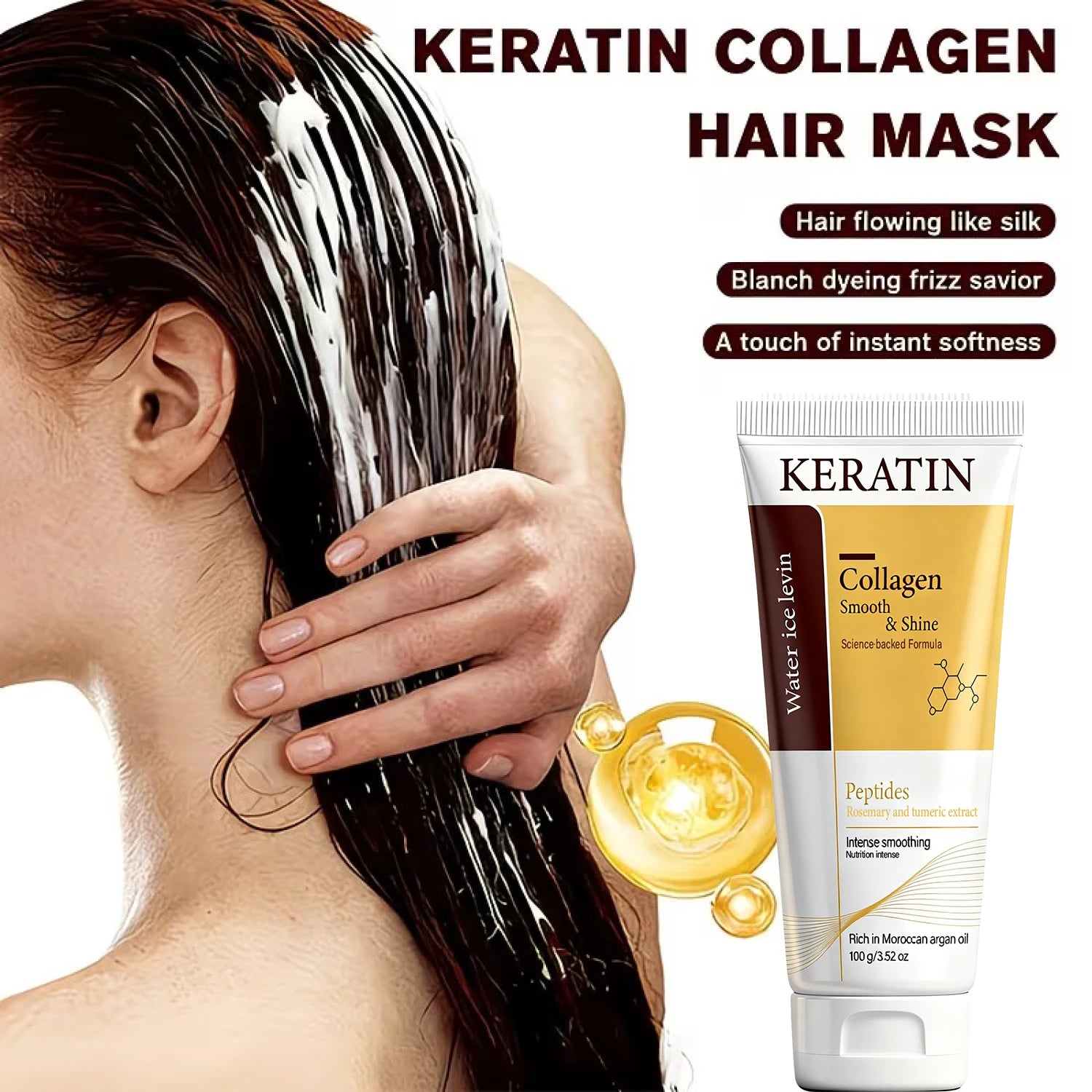 Collagen Hair Mask with Keratin & Peptides, Smoothing & Nourishing Hair Care Qme