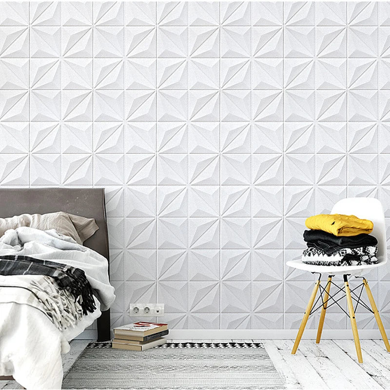 35*35cm 3d Room Decor Warm Decoration Self-adhesive Wall Stickers Ceiling Background Foam Waterproof Anti-collision Wallpaper Qme
