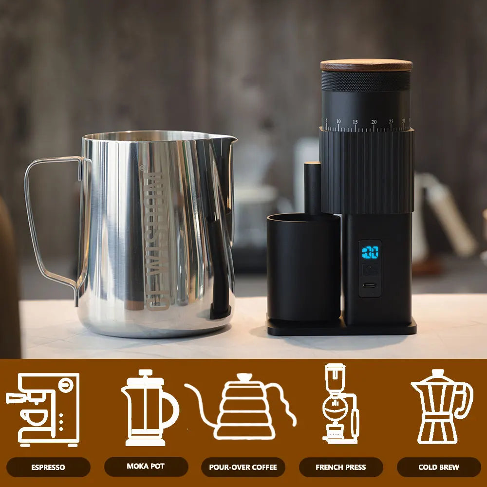 Coffee Grinder Electric Adjustable Bean Burr USB Portable Mill Pour Qme