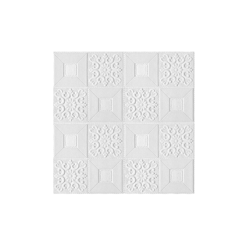 10Pcs 70x70cm Big Size Ceiling Wallpaper 3D Brick Waterproof Wall Stickers Foam Self-Adchive Wall Decoration High Quality Qme White 10Pcs 70cmx70cm