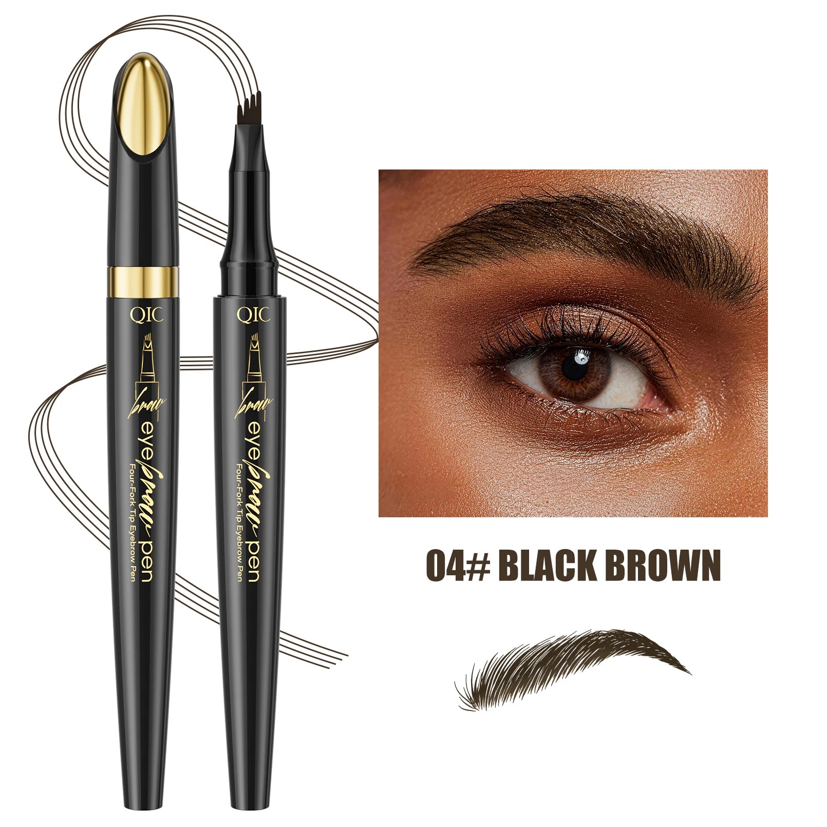 -Tip Liquid Eyebrow Pencil Waterproof Long Lasting Smudge Proof Natural Hair-like Eyebrow 5 Colors Qme Q713-4