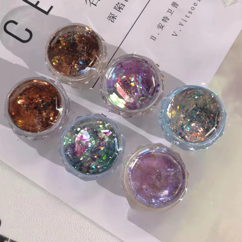 Nail Glitter Powder Manicure Feather Opal Aurora Iridescent Sparkling Qme