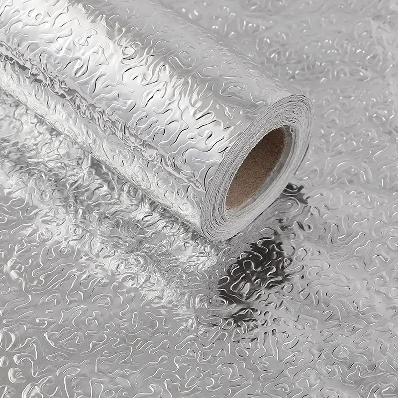 Silver Contact Paper Metallic Texture 40cm Waterproof and Oil-Proof Kitchen Cabinet Countertop Self-Adhesive Sticker Qme 2 40cmX20m