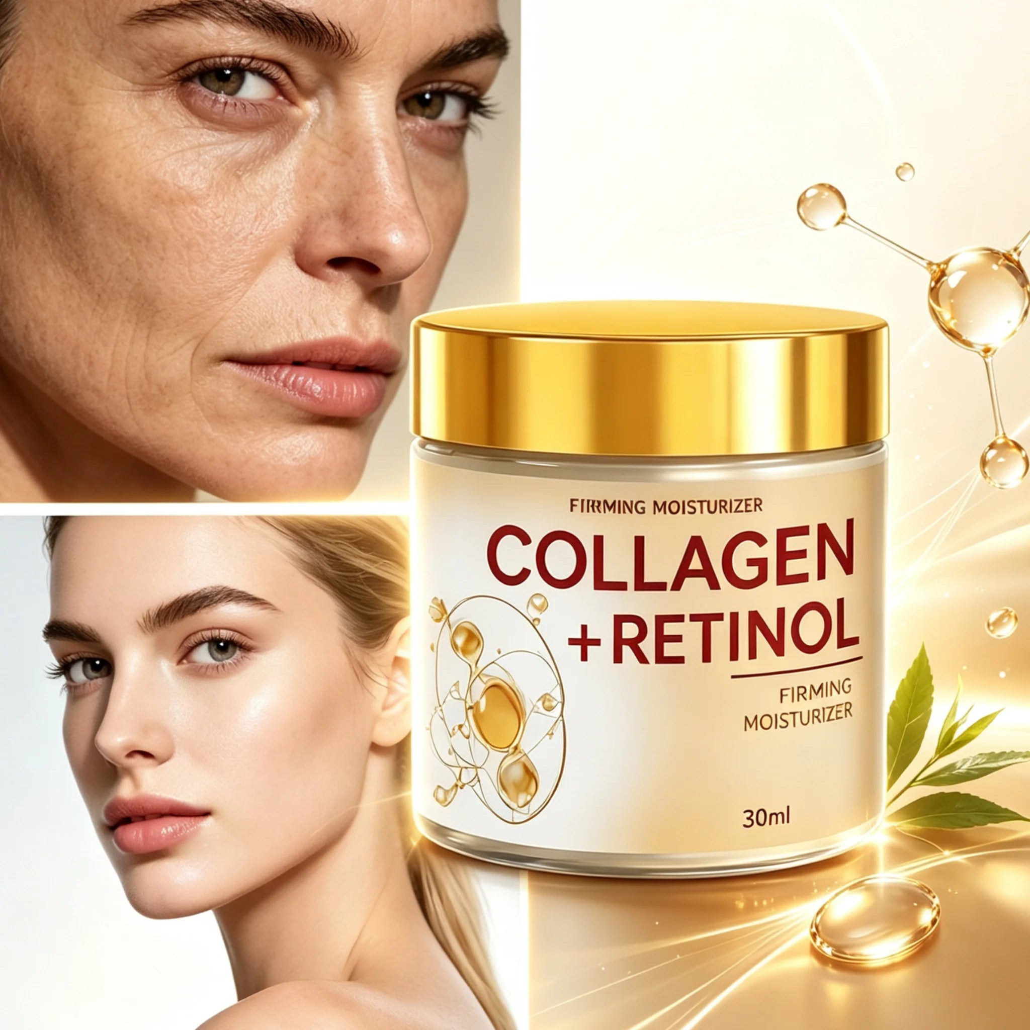 Retinol Collagen Hyaluronic Acid Face Cream Niacinamide VC Nourish Smooth Fine Lines Daily Anti-Aging Cream 100g Qme