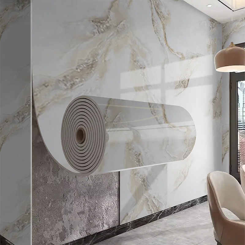 Marble Pattern Wall Panel Peel and Stick Wallpaper Decorative European Style Wall Art for Living Room Bedroom Home Decoration Qme