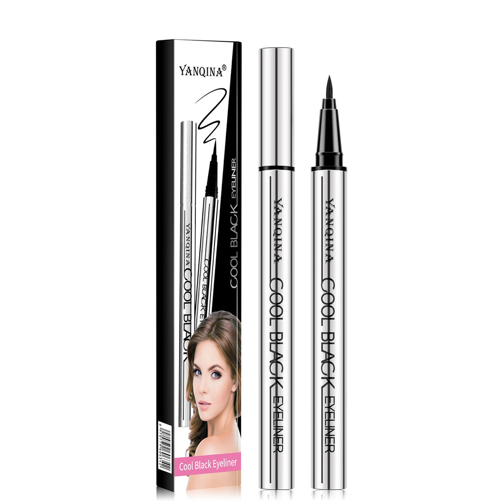 Waterproof Liquid Eyeliner Pen Sweatproof Long Lasting Smudge Resistant Smooth Texture 2 Colors Brown Black Beginner Eye Makeup Qme