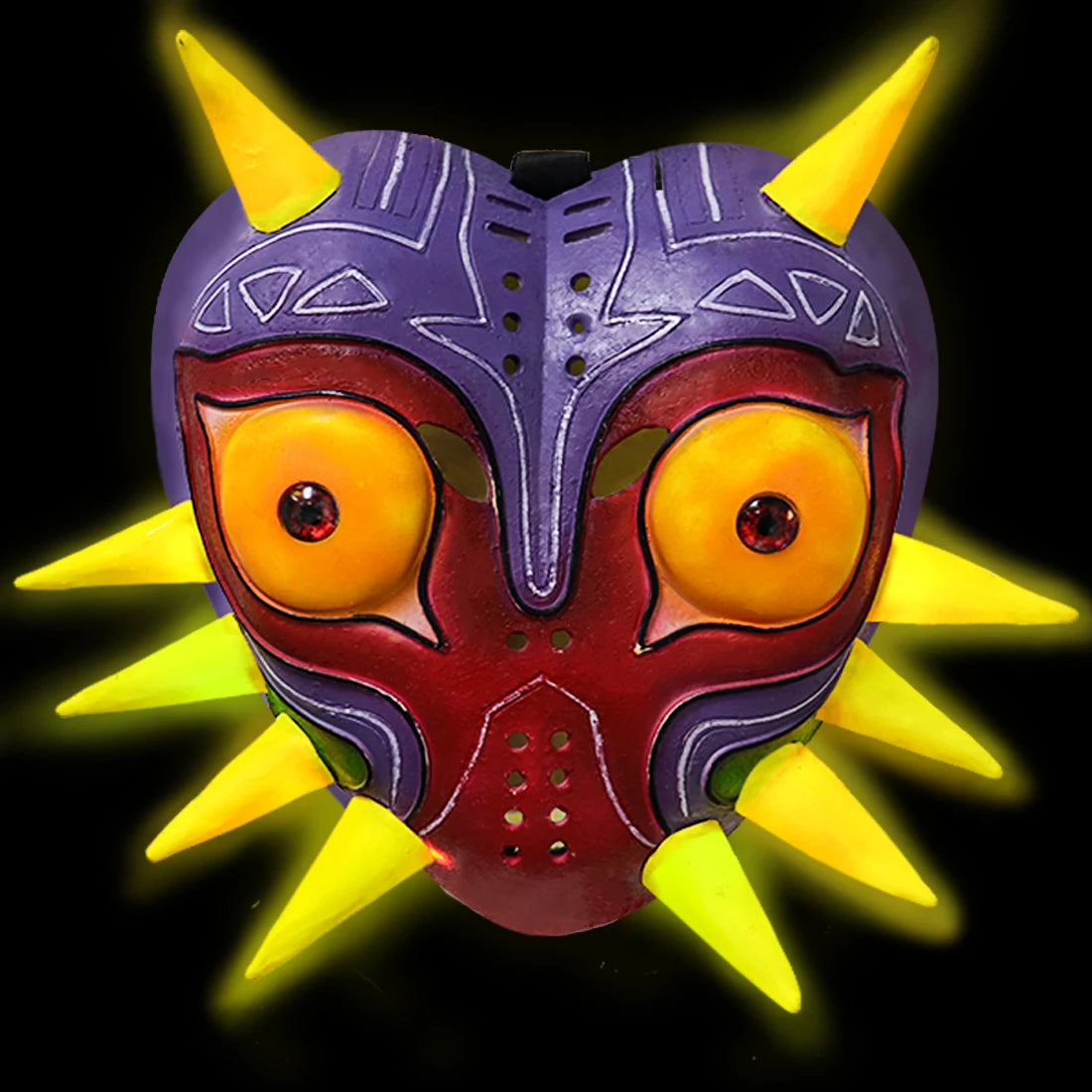 P-Jsmen The Legend of Zelda Majora Led Mask Game Cosplay Latex Face Cover for Adults Kids Halloween Cosplay Props Qme Purple With LED