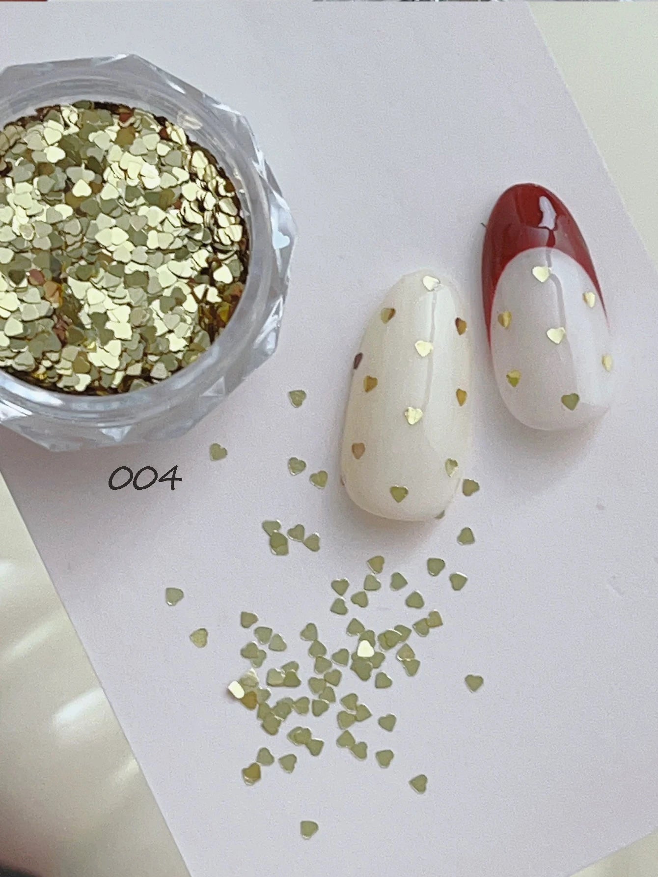 Mini Heart-shaped Nail Art Glitter Silver Gold Holographic Decoration Qme 04
