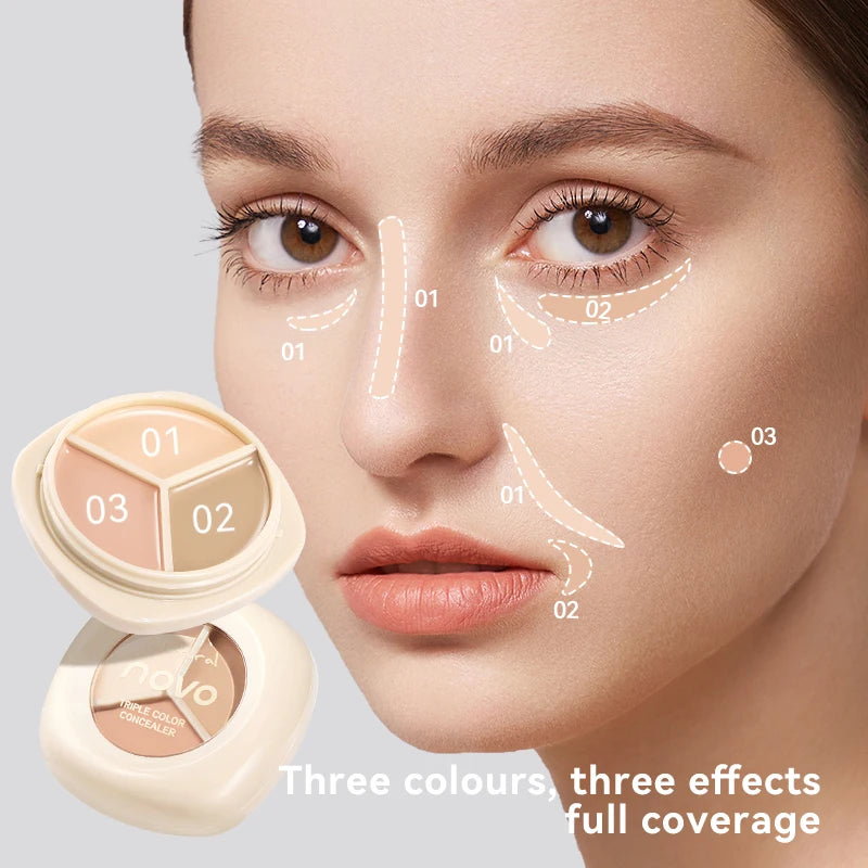Three-color Concealer Palette Waterproof Long-lasting Contouring Qme