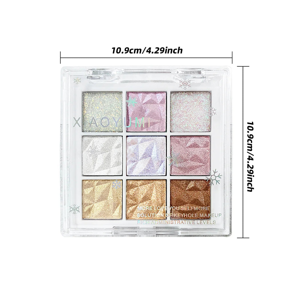 9-Color Snowflake Eyeshadow Palette Shimmer Glitter High-pigment Qme