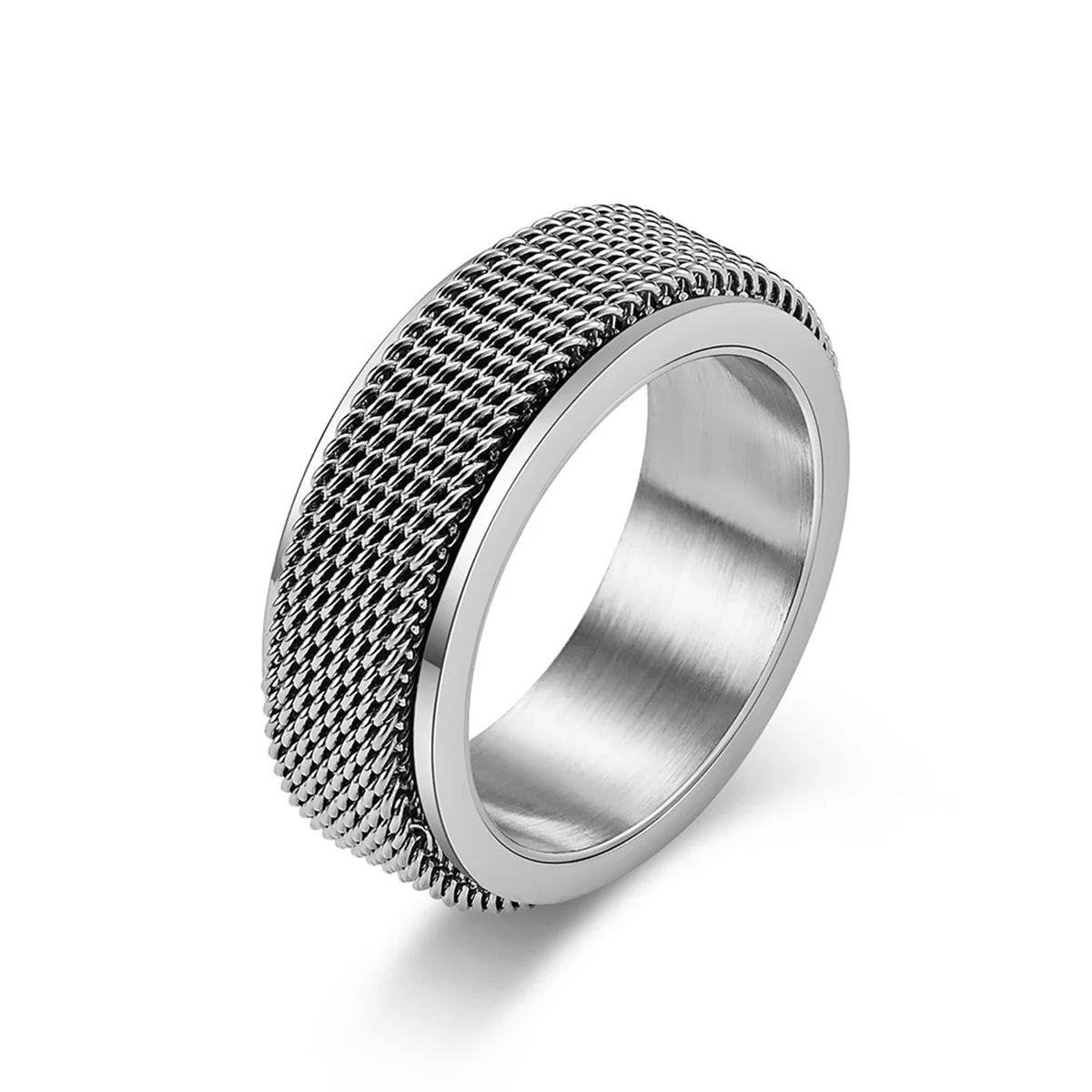 Hip Hop Anti Stress Anxiety Fidget Spinner Couple Rings For Lovers Rotating Stainless Steel Wedding Band Knuckle Ring Jewelry Qme 1 12