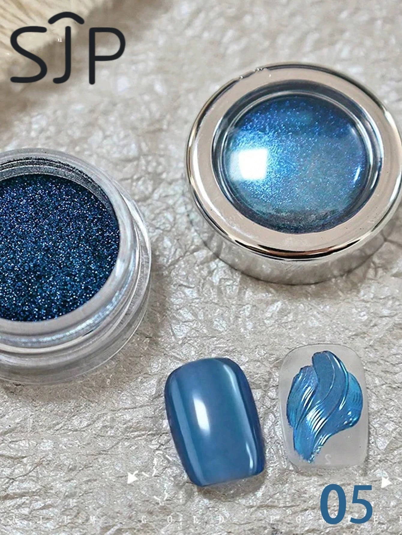 1 Blue Ocean Star Nail Mirror Powder Chrome-plated DIY Art Charm Qme 05