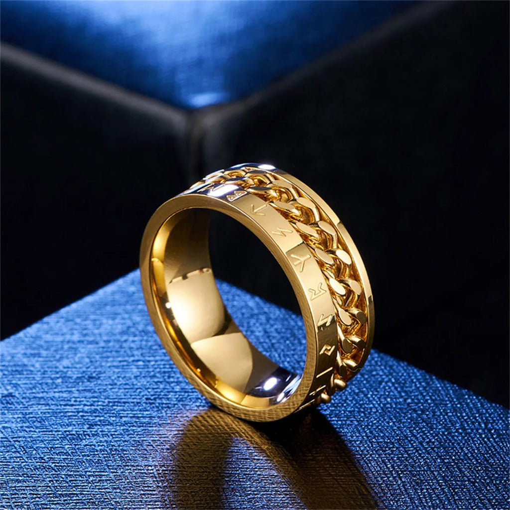 Cool Stainless Steel Rotatable Men Ring High Quality Spinner Chain Punk Women Jewelry for Party Gift Hip Hop Ins Boys Rings Qme