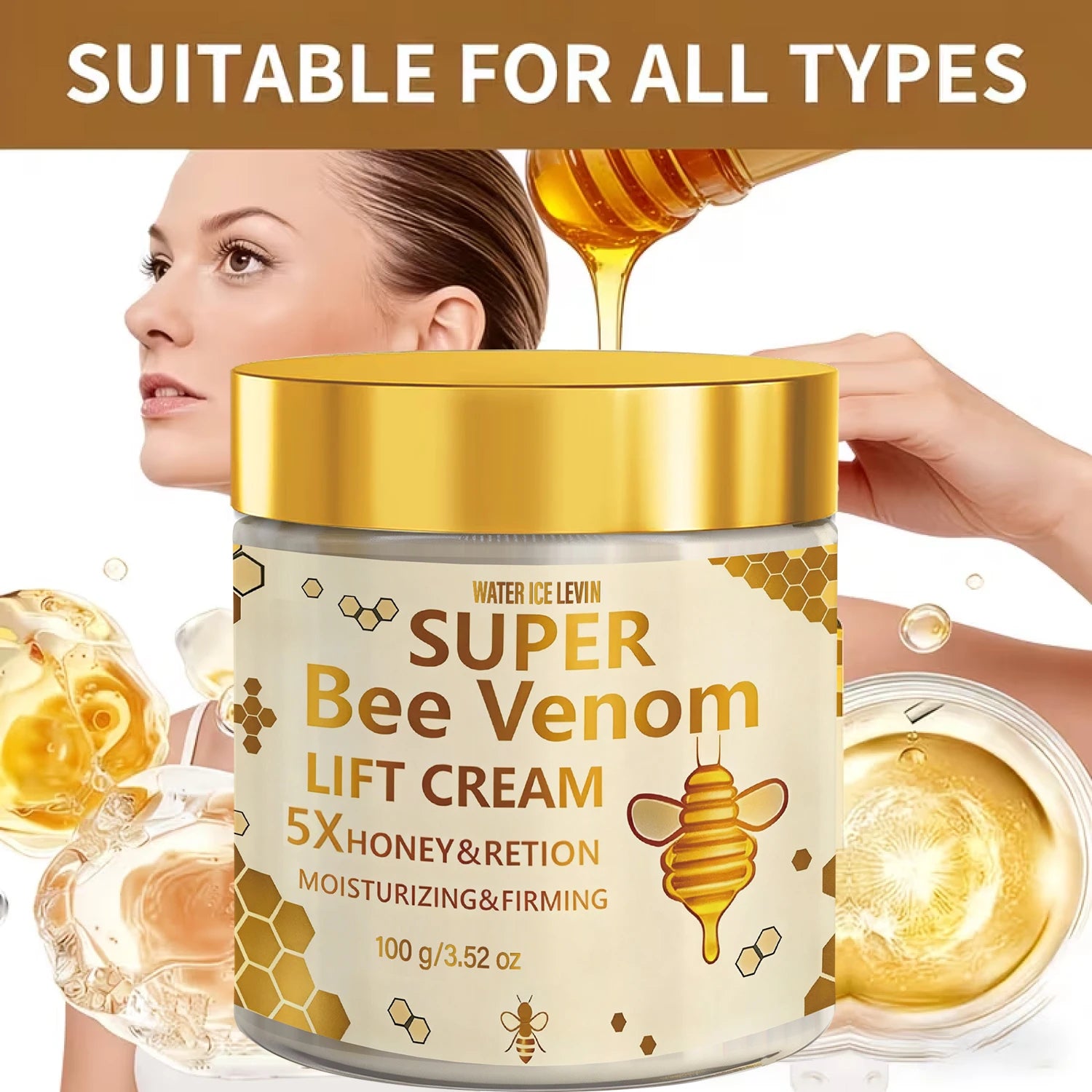 Super Bee Venom Lift Firming Face Cream, with Retinol & Hyaluronic Acid, Moisturizing Anti-Aging, Niacinamide Qme