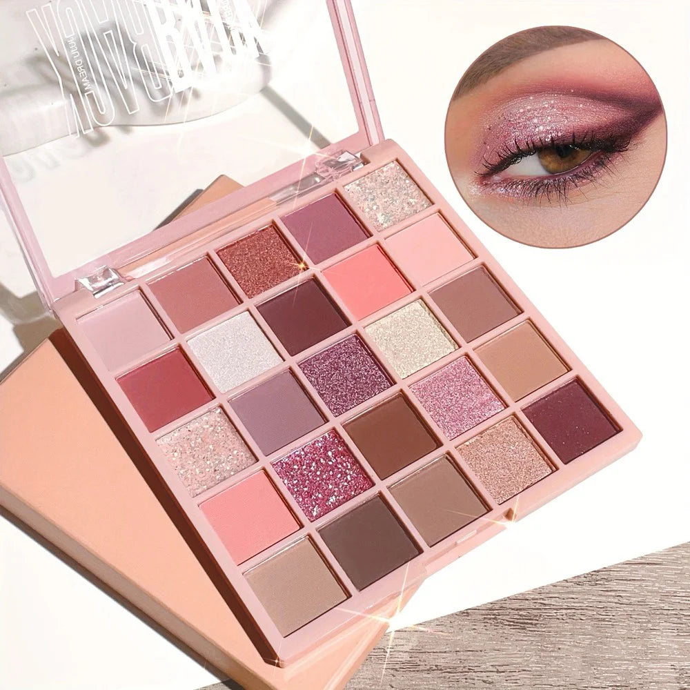 25-Color Eyeshadow Palette Matte Shimmer Neutral Browns Grays Eye Qme