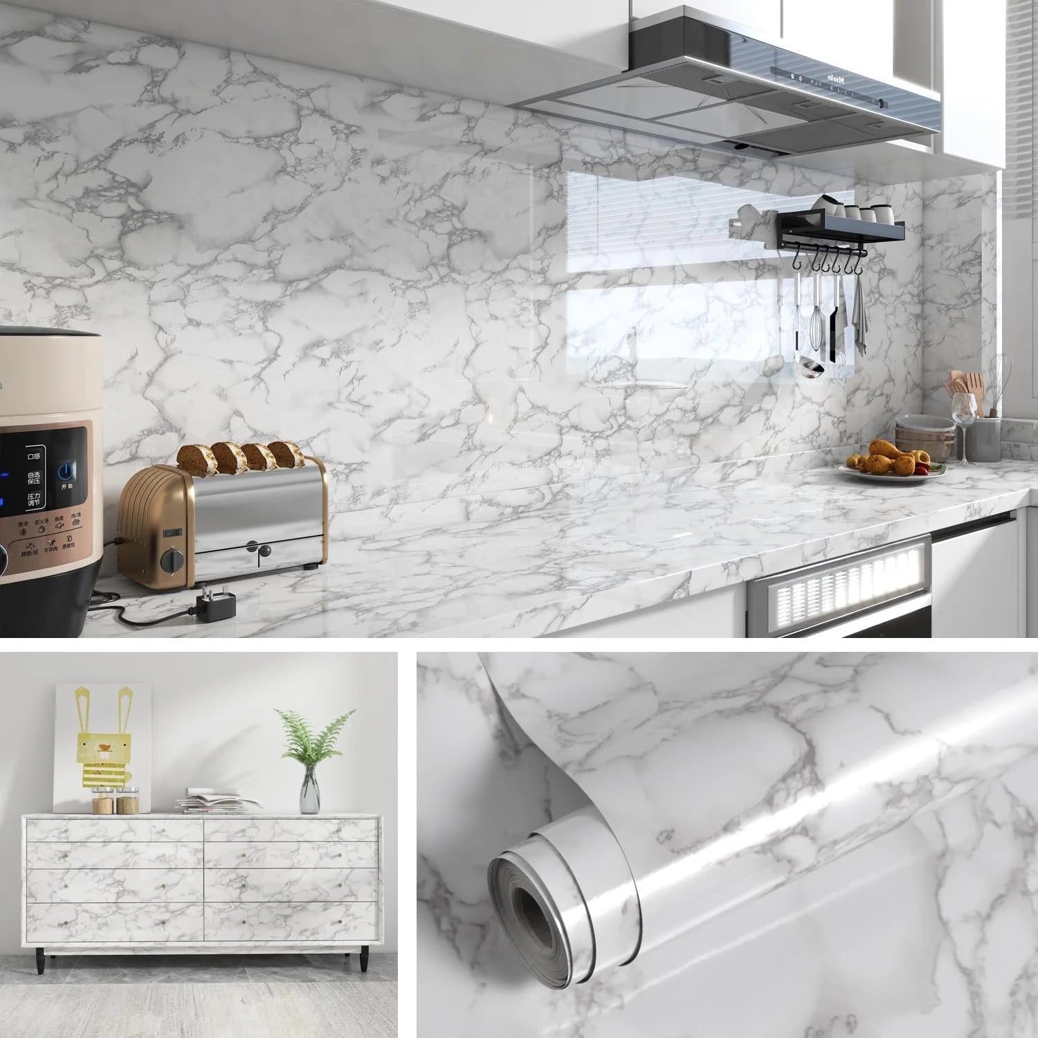 Adhesive Wall Wallpaper Temperature Resistance Cooking Bench Kitchen Qme