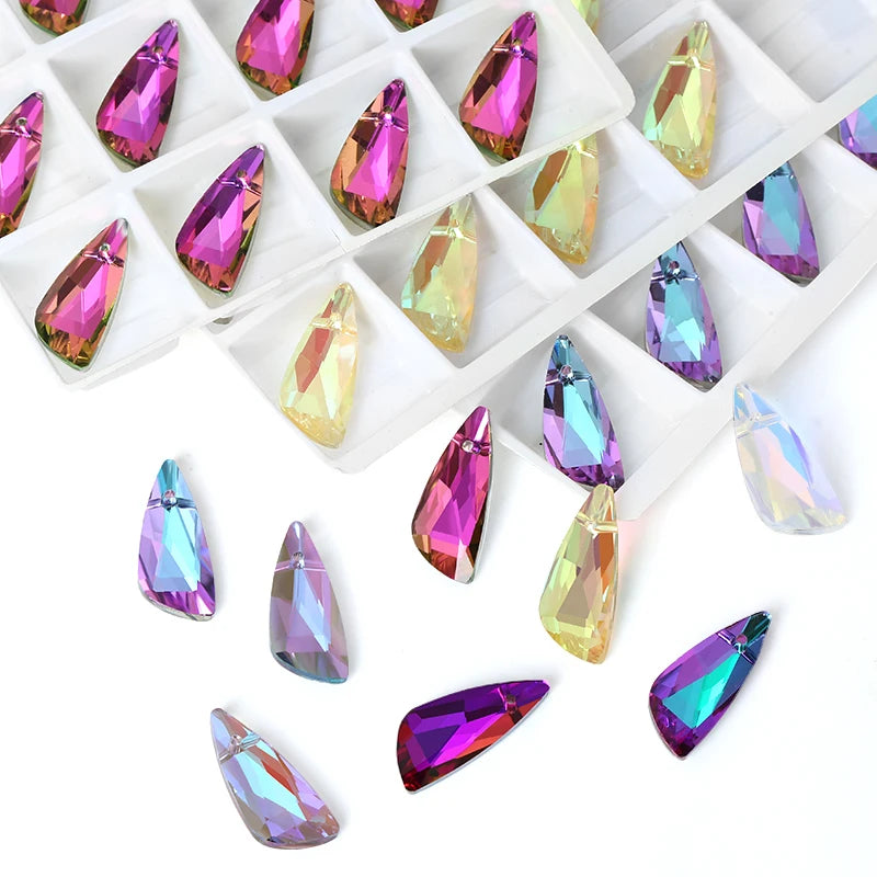 12Pcs Austria Crystal Pendant Loose Rhinestone Beads Charms Glass Jewelry Gems Stones for DIY Necklace Jewelry Making 11Styles Qme 6690 Mixed