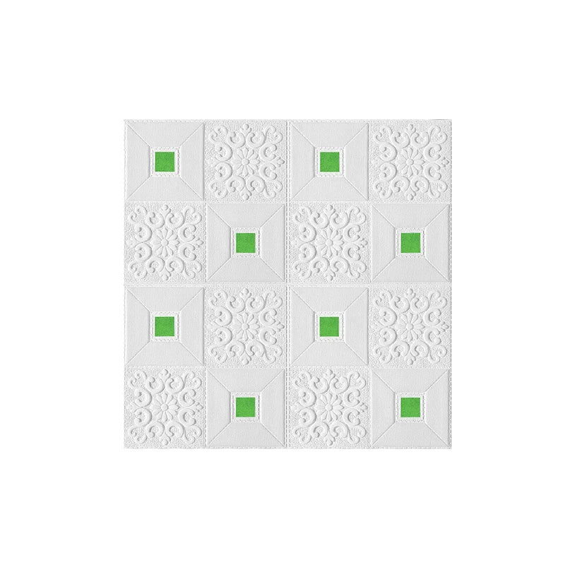 10Pcs 70x70cm Big Size Ceiling Wallpaper 3D Brick Waterproof Wall Stickers Foam Self-Adchive Wall Decoration Qme Green 10Pcs 70cmx70cm