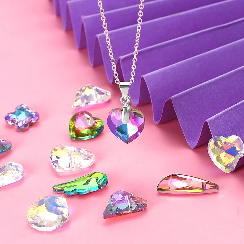 12Pcs Austria Crystal Pendant Loose Rhinestone Beads Charms Glass Jewelry Gems Stones for DIY Necklace Jewelry Making 11Styles Qme