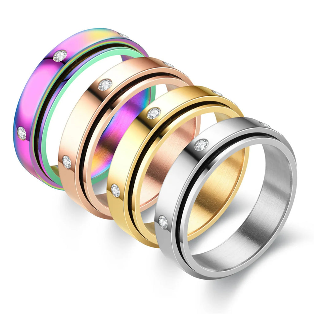 Anxiety Fidget Spinner Stainless Steel Hip Hop Rings Simple Titanium Steel Ring for Men Women High Quality Anti Stress Jewelry Qme